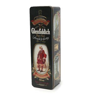 Vintage Glenfiddich Single Malt Scotch Whisky Tin - Clans of Scotland 90s Black